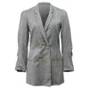 Alexander Wang Double Breasred Blazer In Grey Linen In Gray