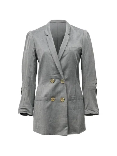 Pre-owned Alexander Wang Double-breasted Linen Blazer In Gray