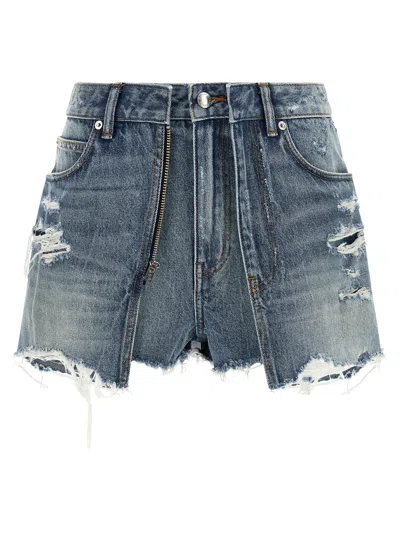 Alexander Wang Double Layer Denim Skort Bermuda And Short Light Blue