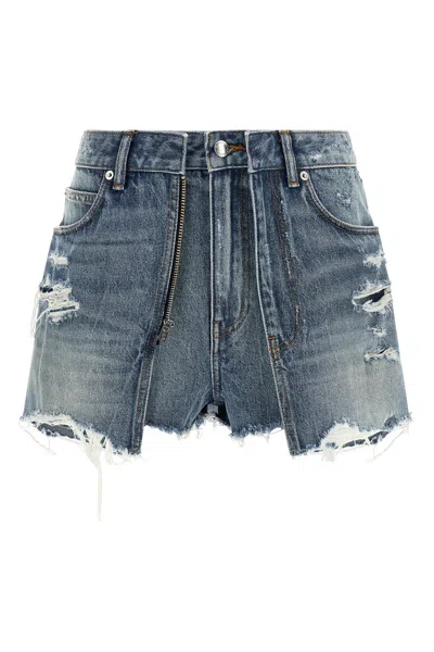 Alexander Wang Double Layer Denim Skort In Blue