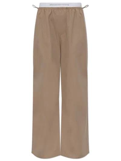 Alexander Wang Double Layer Waist Trousers Pants Beige In Neutral