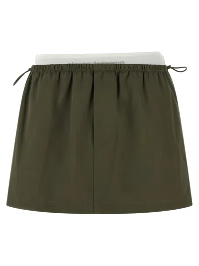 Alexander Wang Double Layer Waist Short Trousers In Green