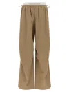 Alexander Wang Double Layer Waist Trousers Pants Beige In Brown
