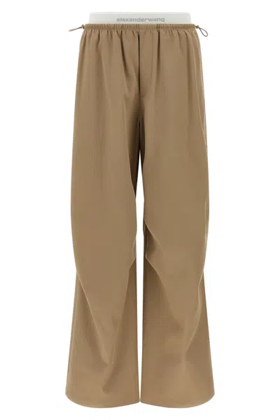 Alexander Wang Double Layer Waist Trousers In Sand