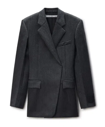Alexander Wang Double-breasted Fitted Blazer Dress In Black