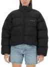 Alexander Wang Short Quilted Down Jacket With Reflective Logo Clothing In Black