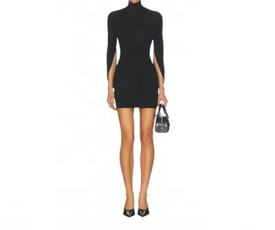 Alexander Wang Drape Back Sleeve Mini Dress In Black