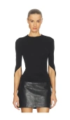 Alexander Wang Drape Back Long Sleeve Top In Matte Jersey In Black