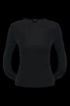 Alexander Wang Drape Back Long Sleeve Top In Matte Jersey In Black