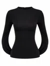 Alexander Wang Drape Back Long Sleeve Top In Matte Jersey In Black
