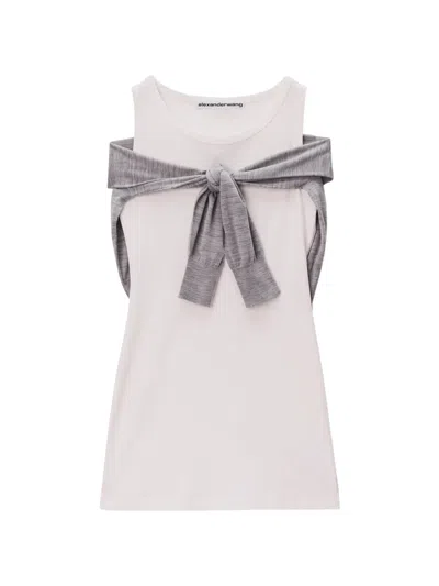 Alexander Wang Draped Cardigan Mini Dress In Neutrals