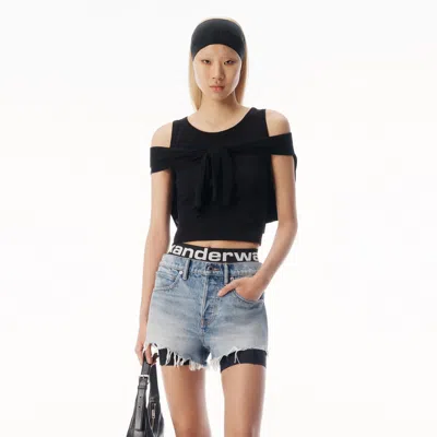 Alexander Wang Draped Cardigan Tank Top In Black