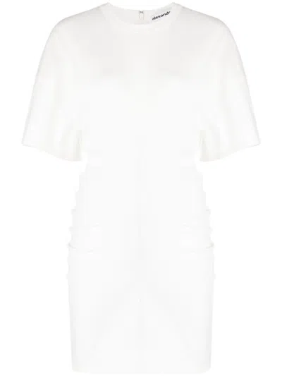 Alexander Wang Draped Jersey Minidress In White