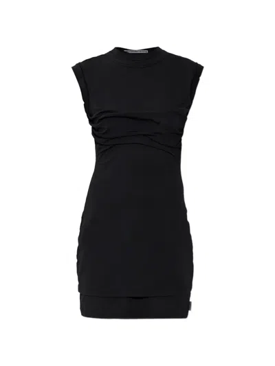 Alexander Wang Sleeveless Layered Twisted Bust Mini Dress In Black