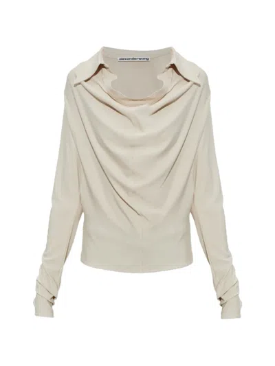 Alexander Wang Draped Long-sleeve Top In Neutral