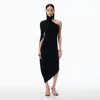 Alexander Wang Draped Midi Dress In Crepe Jersey In Black