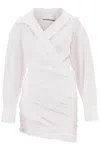 Alexander Wang Draped Mini Shirt Dress In Bianco