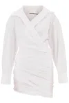 Alexander Wang Draped Mini Shirt Dress In White (white)