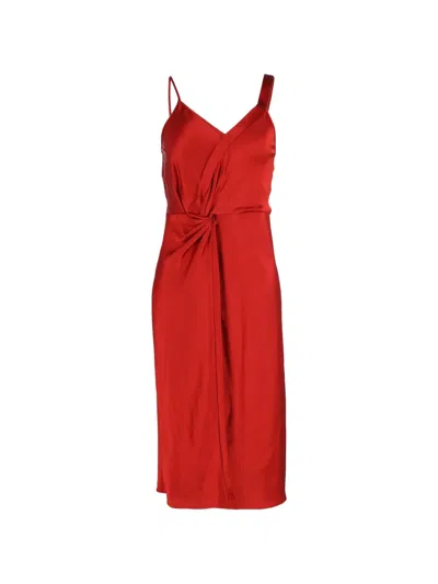 Pre-owned Alexander Wang Draped Satin Dress In Red