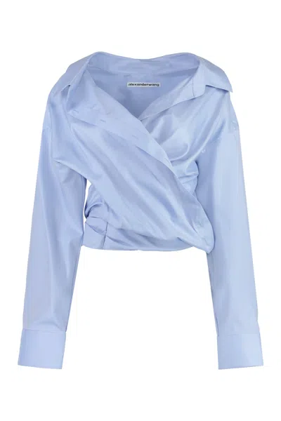 Alexander Wang Draped Shirt In Blue