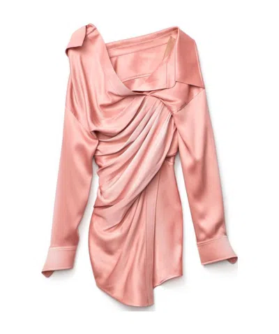 Alexander Wang Draped Silk Dress In Pink
