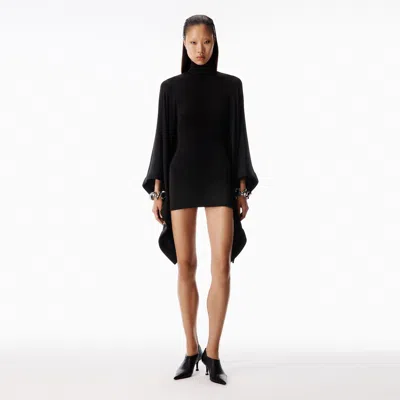 Alexander Wang Draped Sleeve Bodycon Mini Dress In Black