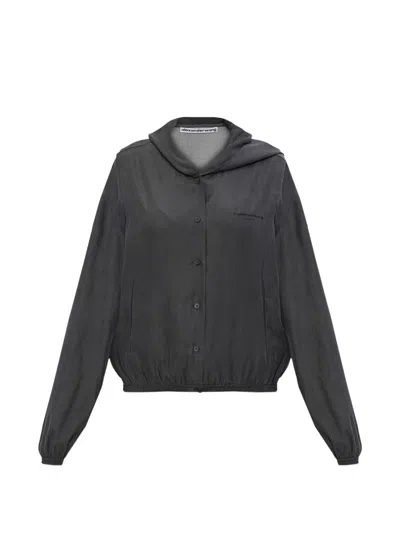 Alexander Wang Drapey Hoodie W/ Front Placket Clothing In Gray