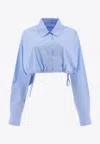 Alexander Wang Drawstring Cropped Shirt In Blue