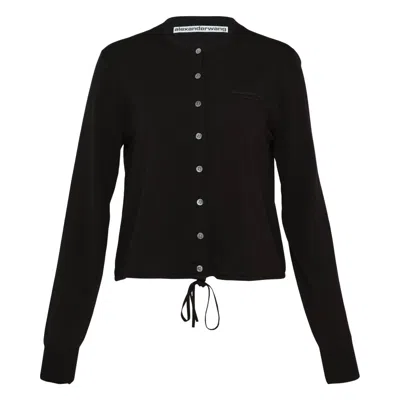 Alexander Wang Drawstring Hem Cardigan In Black