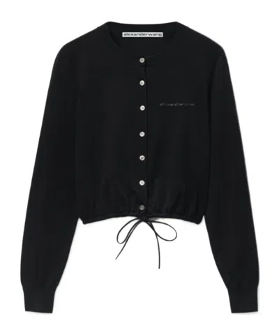 Alexander Wang Drawstring Hem Cardigan In Black