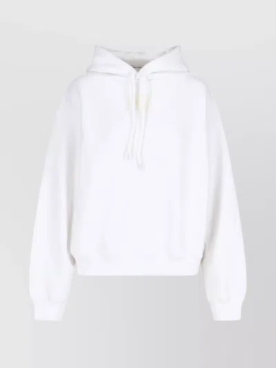 Alexander Wang Drawstring Hooded Knitwear With Ribbed Details In White