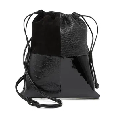 Alexander Wang Drawstring Splicing Shoulder Bag In Black