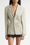 Alexander Wang Drawstring Waist Silk Jacket In Blue