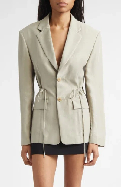 Alexander Wang Drawstring Waist Silk Jacket In Blue