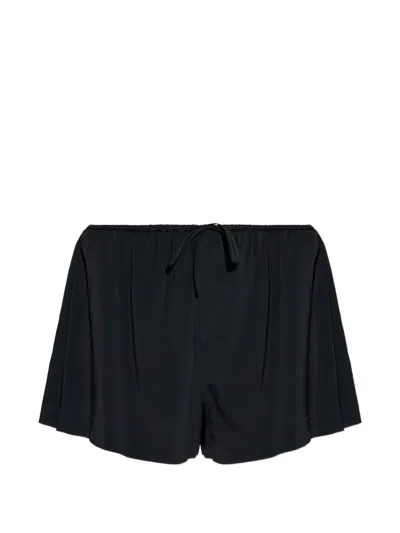 Alexander Wang Drawstring-waist Silk-blend Shorts In Black