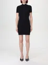 Alexander Wang Logo Debossed Mock Neck Mini T-shirt Dress In Black