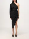 Alexander Wang Asymmetrical Ruched Poplin Dress In Schwarz