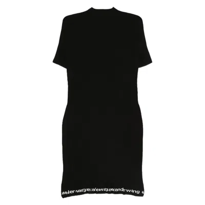 Alexander Wang Ribbed Short-sleeve Fitted Dress Clothing In Black