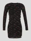 Alexander Wang Black Floral-print Ribbed Cotton Minidress
