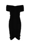 Alexander Wang Off Shoulder Ruched Dress In Black