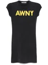 Alexander Wang Graphic-logo Mini Dress In Washed Black