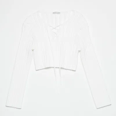 Alexander Wang Cropped Ribbed Knit Top In White