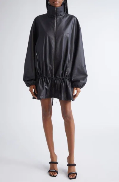 Alexander Wang Drop Waist Leather Jacket In Black