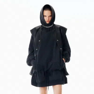 Alexander Wang Dropped Waist Hoodie Dress In Black