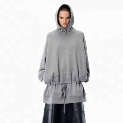 Alexander Wang Dropped Waist Hoodie Dress In Gray