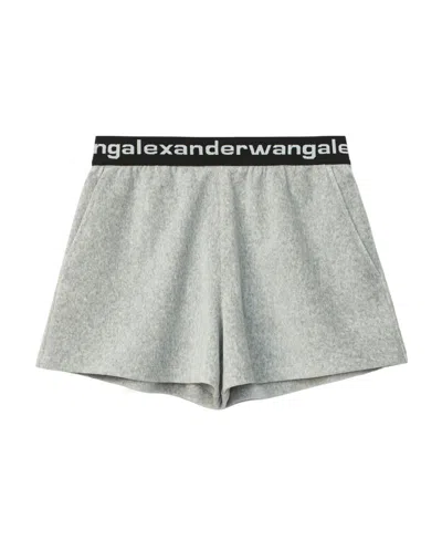 Alexander Wang Elastic Corduroy Shorts In Gray