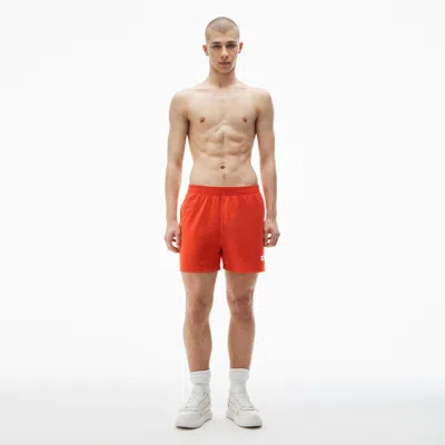 Alexander Wang Elastic Shorts In Heavy Cotton Jersey In Fiery Red