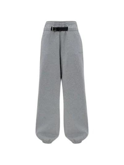 Alexander Wang Elastic-waist Belted Track Pants In Gray