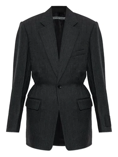 Alexander Wang Elastic-waistband Blazer In Gray