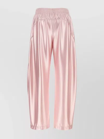 Alexander Wang Elastic Waistband Satin Finish Trousers With Side Pockets In Burgundy